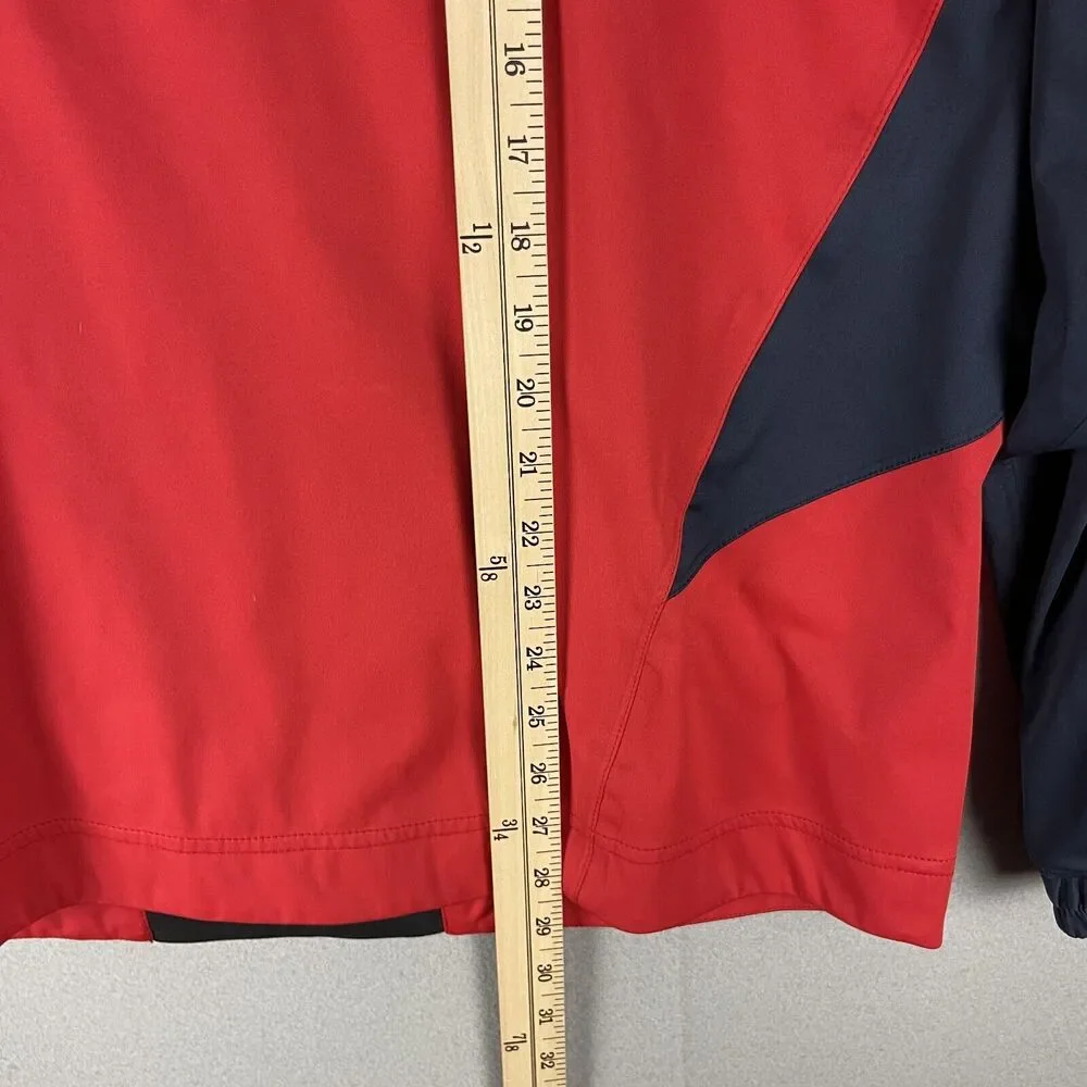 FootJoy FJ Hydroknit Mens Jacket Large Red Blue Long Sleeve 1/4 Zip Golf Logo‎